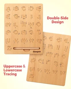 Wooden Letters Practicing Board, Double-Sided Alphabet Tracing Tool Learning to Write ABC Educational Toy Game Fine Motor Montessori Gift for Preschool 3 4 5 Years Old Kids