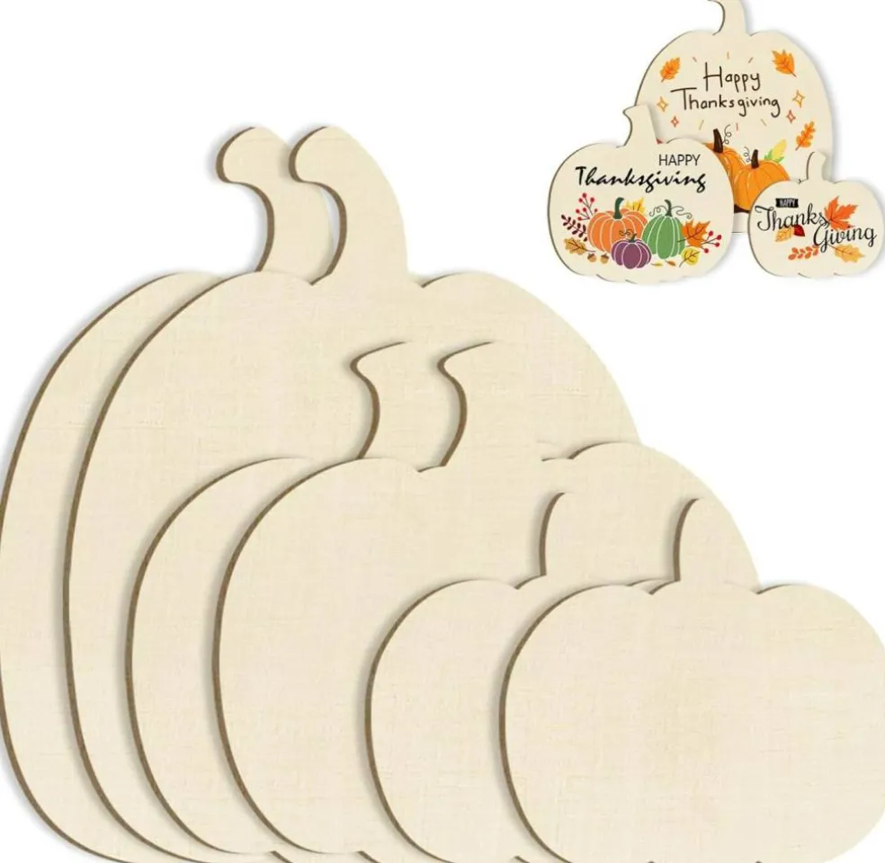 Wooden Pumpkins Ornaments to Paint Halloween Thanksgiving
