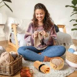 Wooden Yarn Bowl Holder Set(Natural)