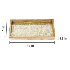 Wood & Glass Mosaic Vanity Tray, 12" | Silver Mosaic Finish
