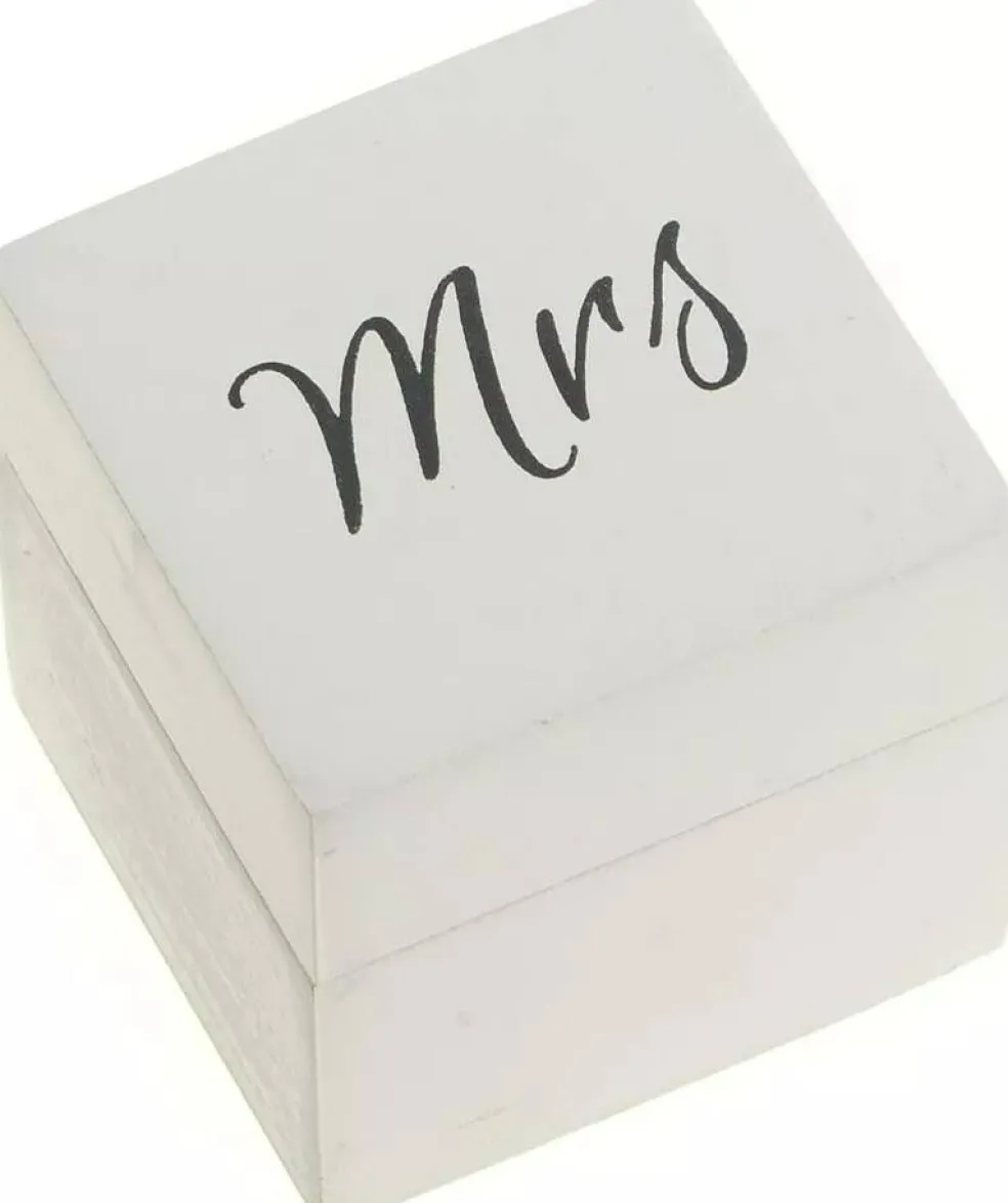 Wood Ring Bearer Box Wedding Engagement Ring Holder Box (White & Black Set of 2)
