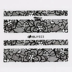 Wrapables Black & White Lace Nail Stickers Fashionable 3D Nail Art (20 sheets)