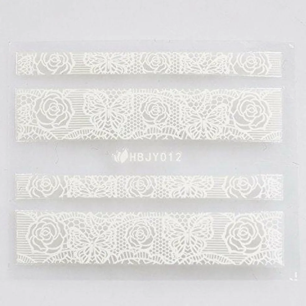 Wrapables Black & White Lace Nail Stickers Fashionable 3D Nail Art (20 sheets)