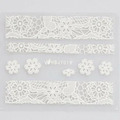 Wrapables Black & White Lace Nail Stickers Fashionable 3D Nail Art (20 sheets)