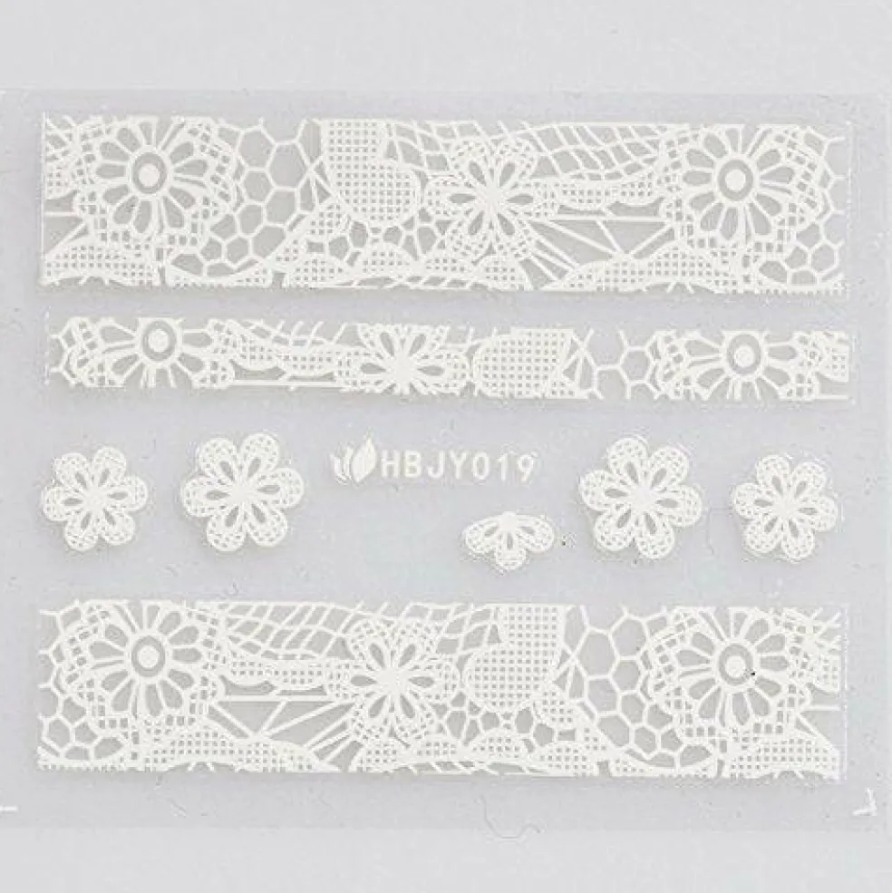 Wrapables Black & White Lace Nail Stickers Fashionable 3D Nail Art (20 sheets)