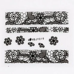 Wrapables Black & White Lace Nail Stickers Fashionable 3D Nail Art (20 sheets)
