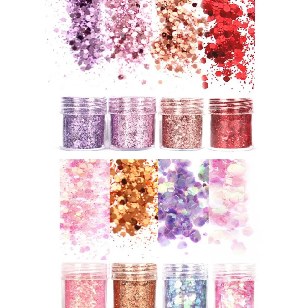 Wrapables Chunky Glitter for Hair Face Makeup Nail Art Decoration (8 Colors)
