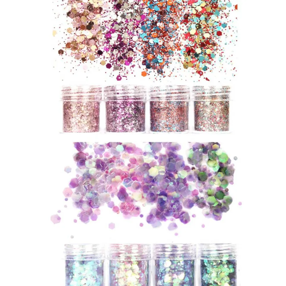 Wrapables Chunky Glitter for Hair Face Makeup Nail Art Decoration (8 Colors)