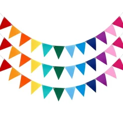 Wrapables Felt Multicolor Rainbow Pennant Banner for Birthday Parties, Baby Showers, Nurseries (Set of 3)