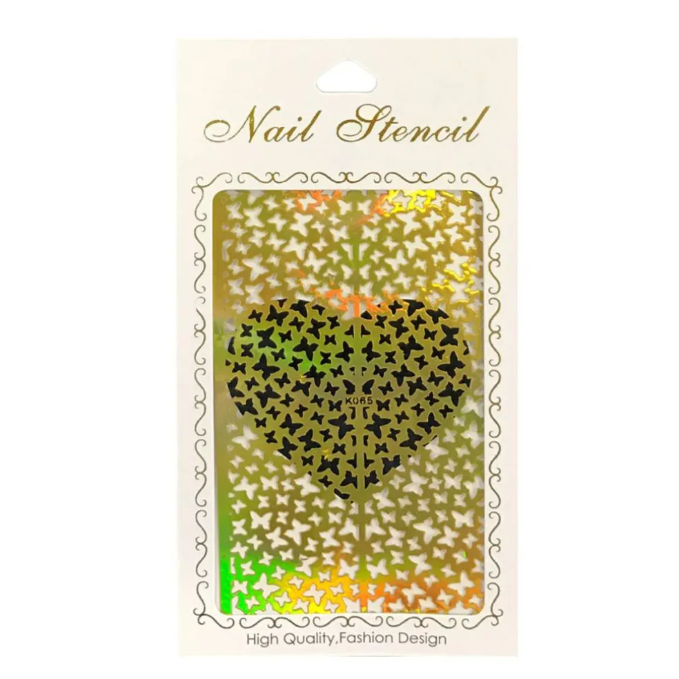 Wrapables Gold Nail Art Guide Large Nail Stencil Sheet - Butterflies