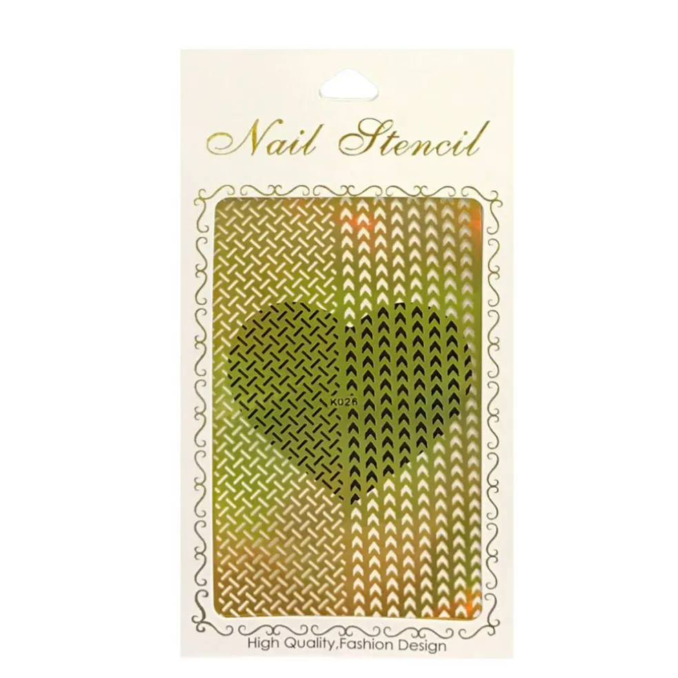 Wrapables Gold Nail Art Guide Large Nail Stencil Sheet - Weave and Arrow