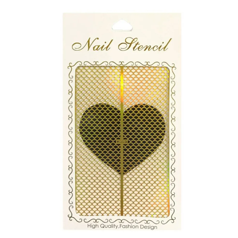 Wrapables Gold Nail Art Guide Large Nail Stencil Sheet - Fish Scale