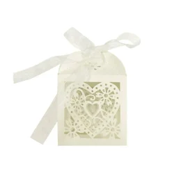 Wrapables Hearts and Flowers Wedding Party Favor Boxes Gift Boxes with Ribbon (Set of 50)