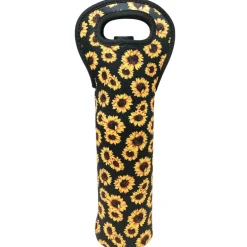 Wrapables Insulated Neoprene Wine Tote, One Bottle / Sunflowers