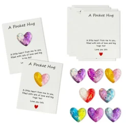 Wrapables Pocket Hug Valentines Day Token Heart Gift with Greeting Card (Set of 8)