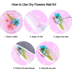 Wrapables Real Dry Flowers Nail Art 3d Flower Nail Decals Nail Manicure with Plastic Case (Set of 12), Posies