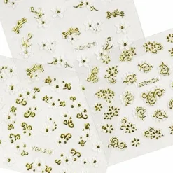 Wrapables 24 Sheets Gold & White Henna Nail Stickers Mandala Nail Stickers Vines Nail Art