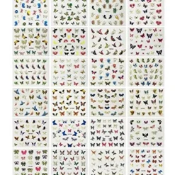 Wrapables 24 Sheets Multicolor Butterfly with Gold Trim Nail Stickers Nail Art Set (Multicolor Butterfly)