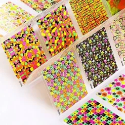 Wrapables 24 Sheets Neon Party Nail Sticker Sheets Nail Art Sheets