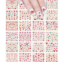 Wrapables Valentine's Day Water Transfer Nail Decals, 24 Sheets (Hearts & Blossoms)