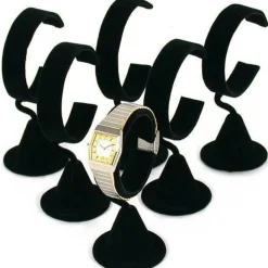 6 Wrist Watch Black Velvet Jewelry Showcase Display