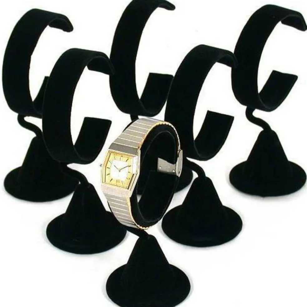 6 Wrist Watch Black Velvet Jewelry Showcase Display
