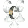 3 Wrist Watch White Leather Jewelry Showcase Display