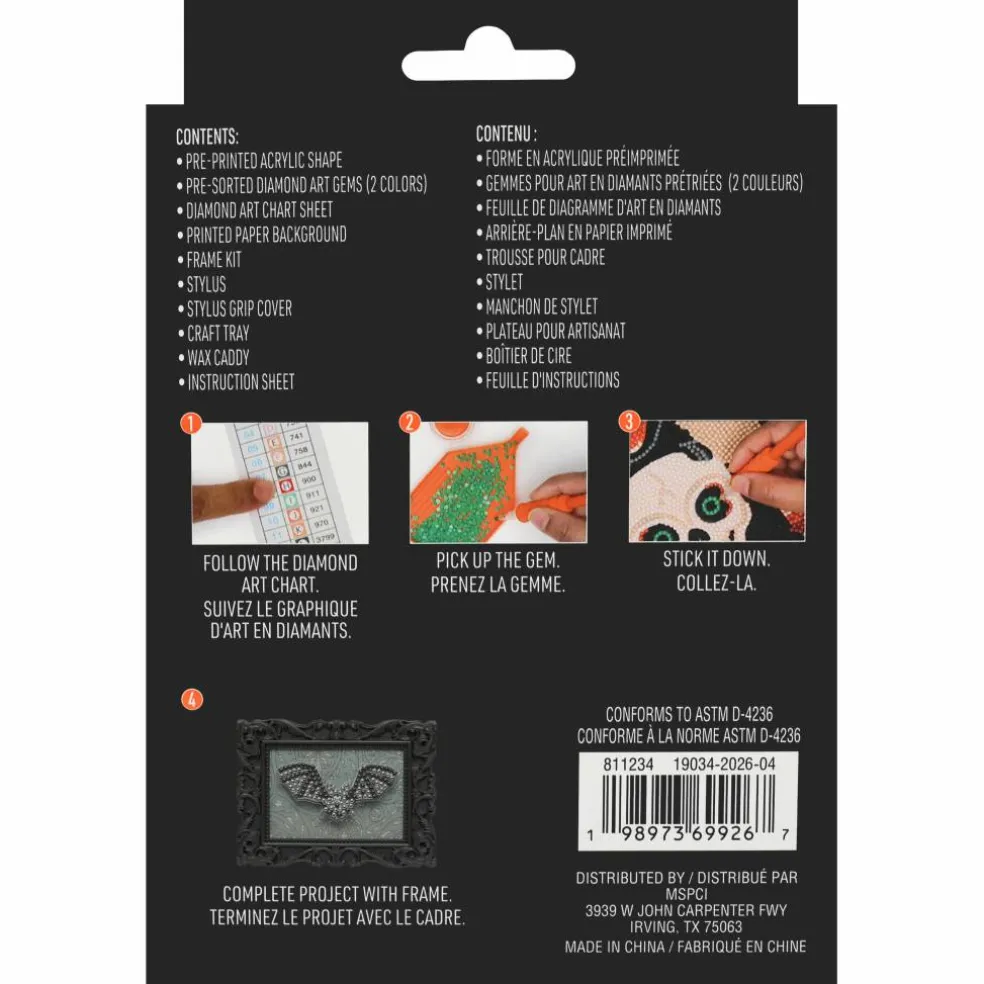 2" x 3" Bat Acrylic Surface Diamond Art Kit with Frame by Make Market®