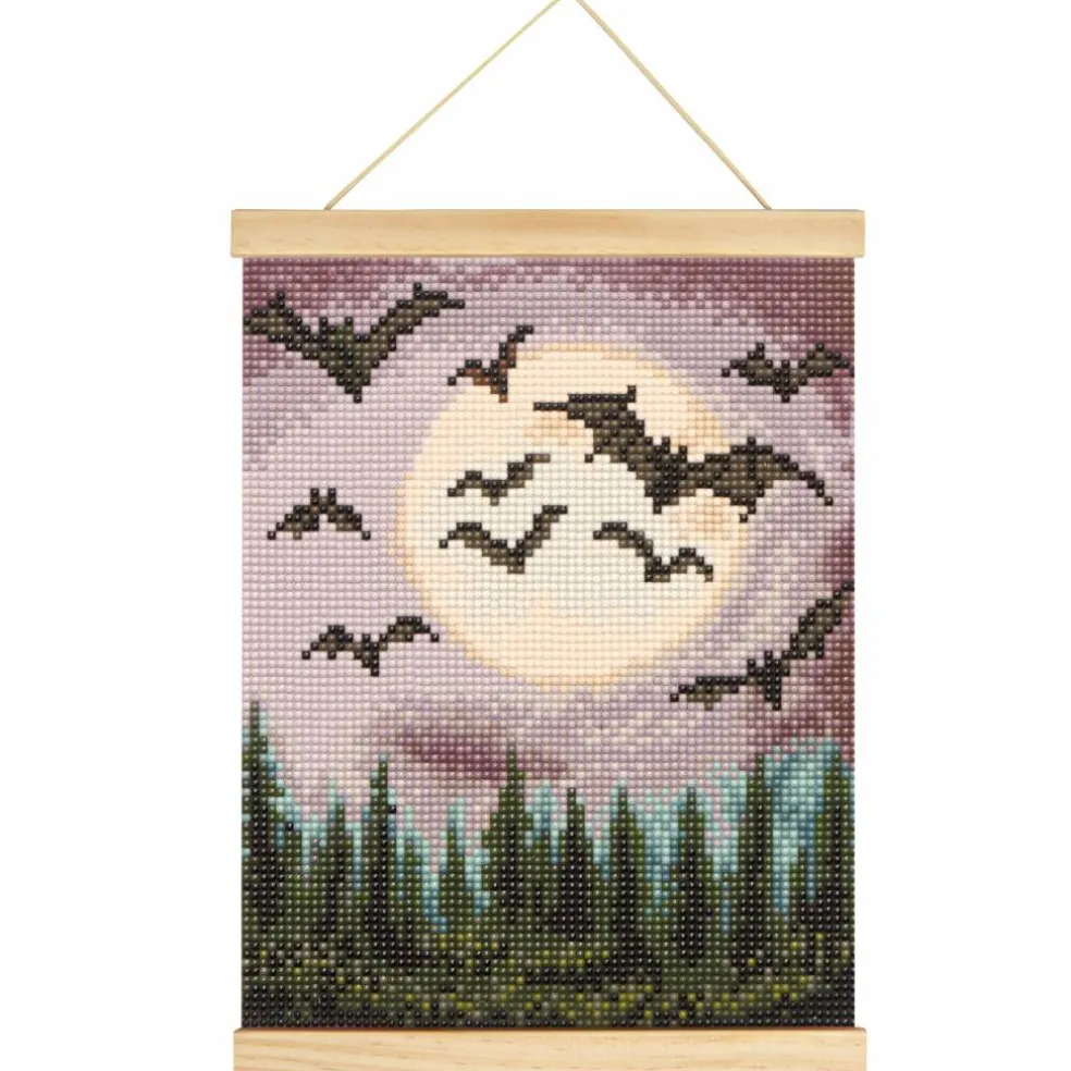 8" x 10" Bats & Moon Diamond Art Kit with Magnetic Wood Frame by Make Market®