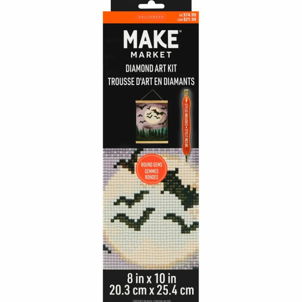 8" x 10" Bats & Moon Diamond Art Kit with Magnetic Wood Frame by Make Market®