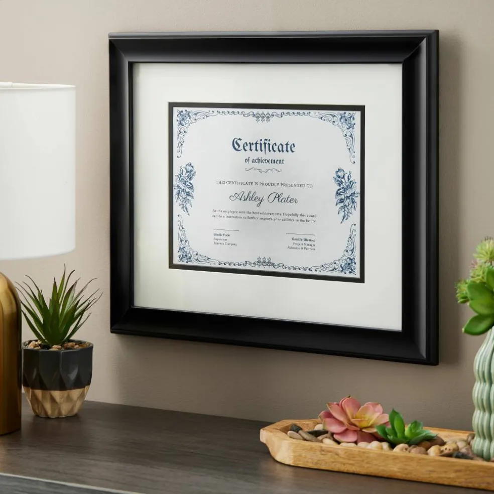 8.5" x 11" Black Document Frame with Double Mat by Studio Décor®