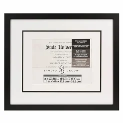 8.5" x 11" Black Document Frame with Triple Mat by Studio Décor®