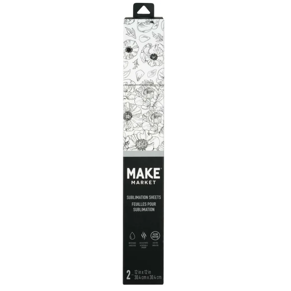 12" x 12" Black & White Floral Sublimation Sheets, 2ct. by Make Market®