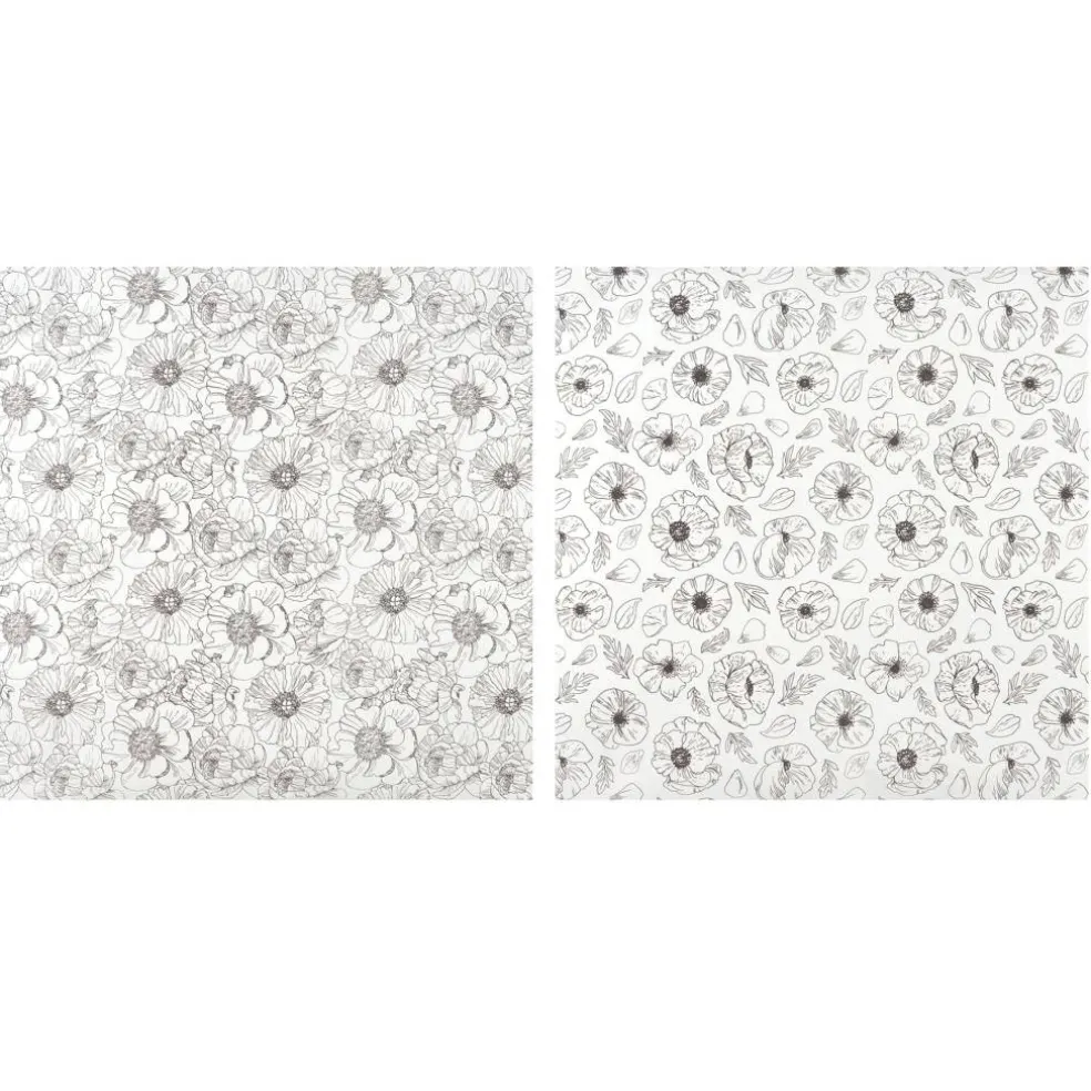 12" x 12" Black & White Floral Sublimation Sheets, 2ct. by Make Market®