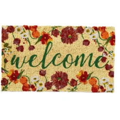 1'6" x 2'6"  Blooming Welcome Coir Mat Rectangle Indoor and Outdoor Coir Door Welcome Mat