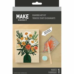 5" x 7" Bouquet in Green Vase Wood Plank Diamond Art Kit by Make Market®