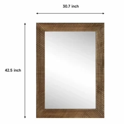 30.5" x 42.5" Brown Etched Lines Wood Wall Mirror by Ashland®