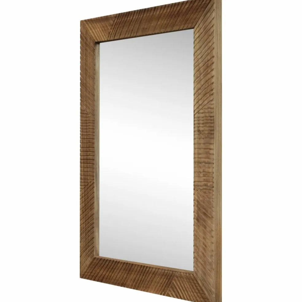 30.5" x 42.5" Brown Etched Lines Wood Wall Mirror by Ashland®