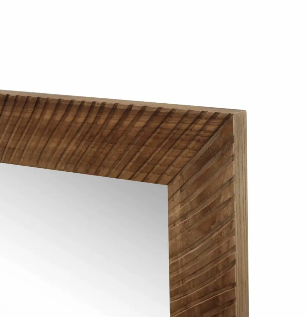30.5" x 42.5" Brown Etched Lines Wood Wall Mirror by Ashland®