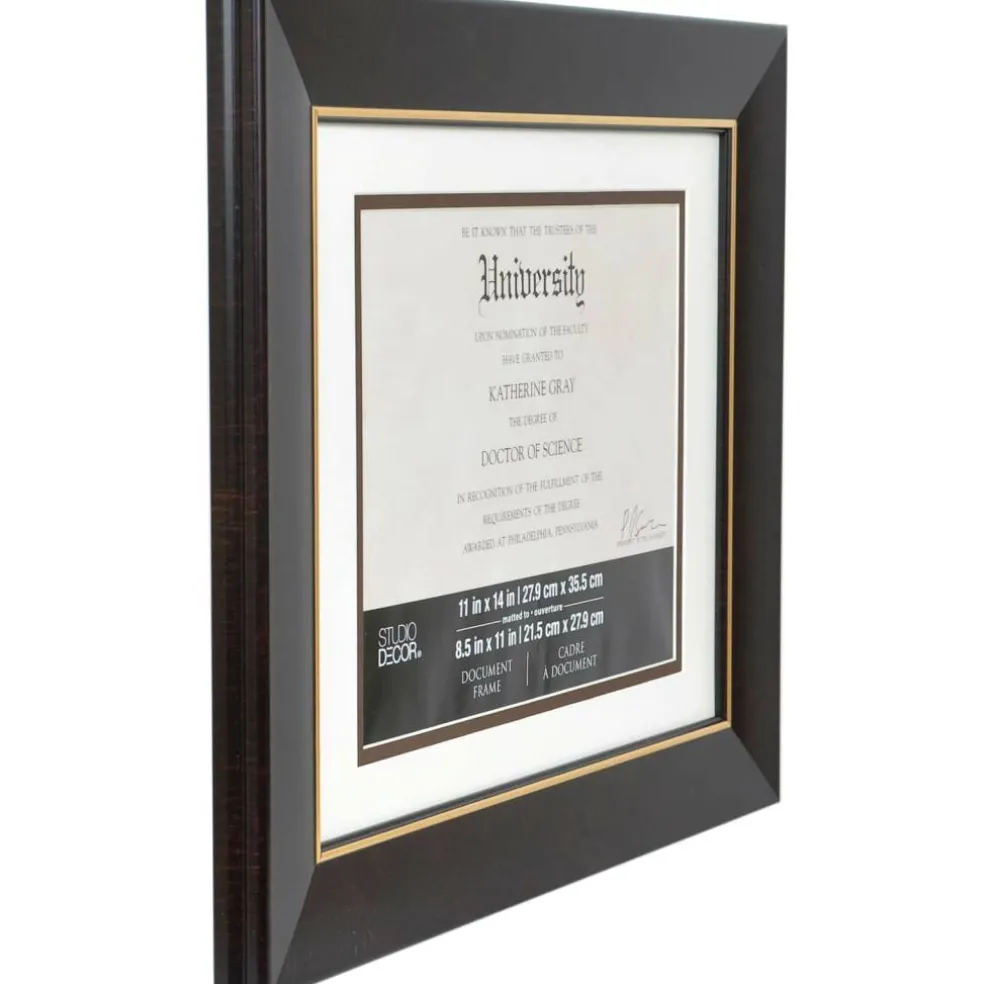 8.5" x 11" Brown & Gold Document Frame with Mat by Studio Décor®