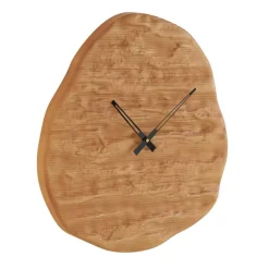 19" x 20" Brown Wood Wavy Decorative Wall Clock with Black Accents