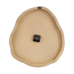19" x 20" Brown Wood Wavy Decorative Wall Clock with Black Accents