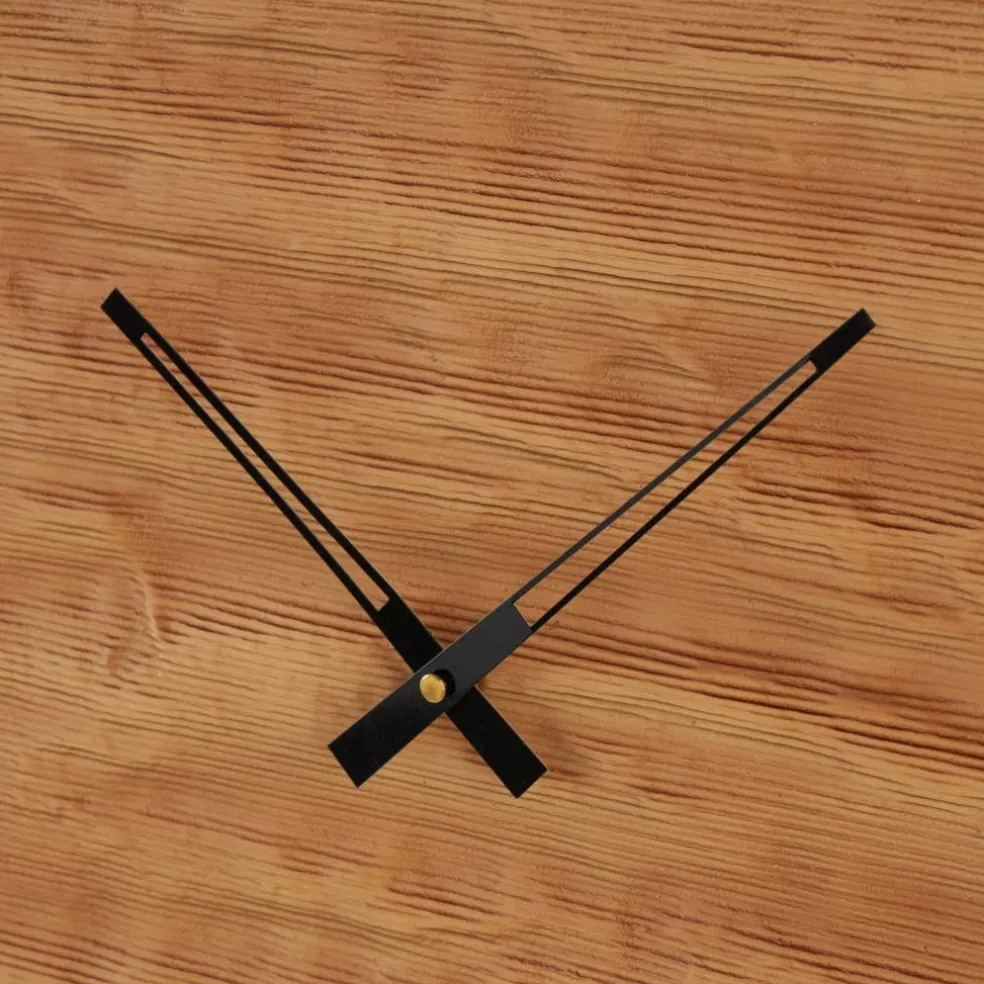 19" x 20" Brown Wood Wavy Decorative Wall Clock with Black Accents