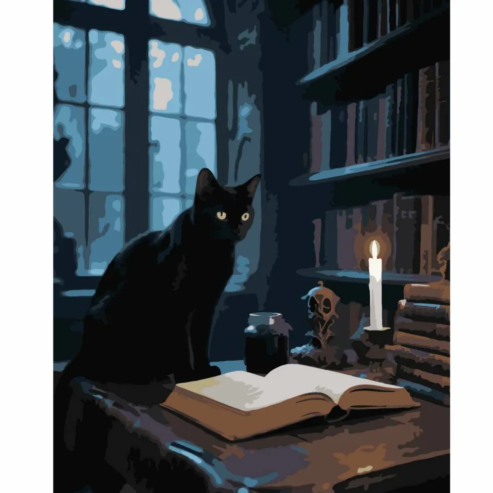 11" x 14" Cat in Library Paint-by-Number Kit by Artist's Loft®