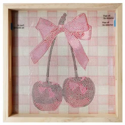 10" x 10" Cherries Wood Tray Diamond Art Kit by Make Market®