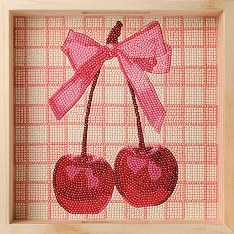 10" x 10" Cherries Wood Tray Diamond Art Kit by Make Market®