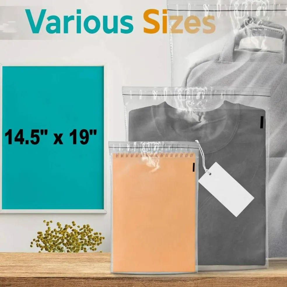 14.5" x 19" Clear Plastic Self Seal Poly Bags 1.5 Mil 50 Count