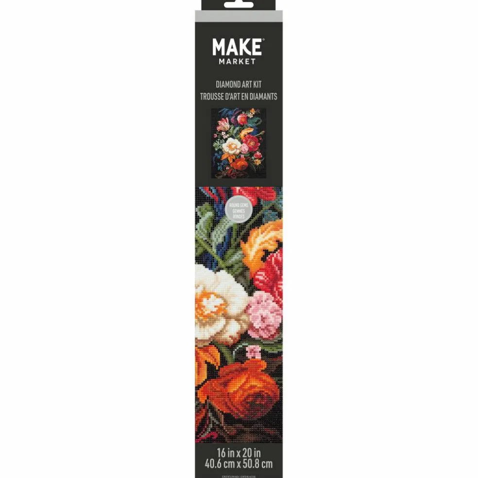 16" x 20" Dark Flowers Diamond Art Kit by Make Market®