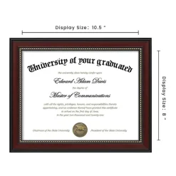 8.5x11 Diploma Certificate Frame with High Definition Glass, Degree Document Frame for Wall and Tabletop, Mahogany with Gold Beads, 1 Pack