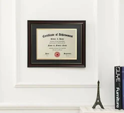 8.5x11 Diploma Frames with Mat,Classic Cherry Wood,8.5x11 Inch With Mat or 11x14 Inch Without Mat - For Document/Certificate Frame(Double Mat, Matte Black with Gold Rim)